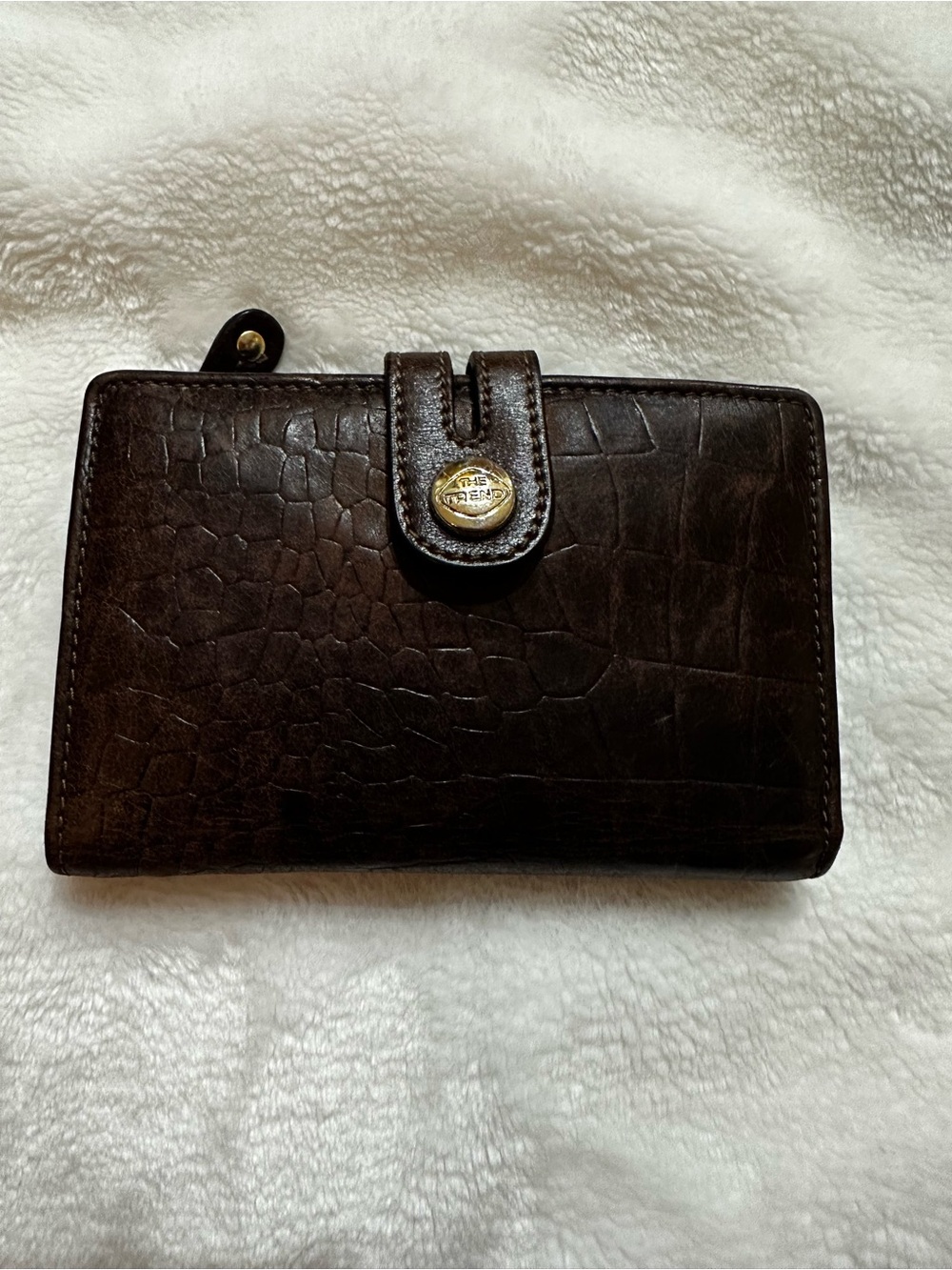 THE TREND Ladies Y2K Classic Brown Embossed Italian Leather Wallet EUC